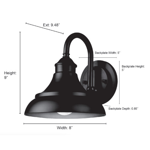 Alvii One Light Outdoor Gooseneck Wall Light | Powder Coated Black