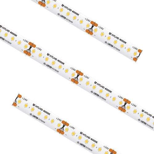 American Lighting 24V Static White LED Tape Light, 16.4' Reel, Dimmable High Output Strip Lighting, 3.65 Watts & 385 Lumens Per-Foot, IP54 Rated, Cuttable Every 1.51", Easy Installation - TPL-AML-HTLHD 