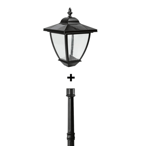 Black Aluminum Elegante Solar Lamp With Lamp Post Base