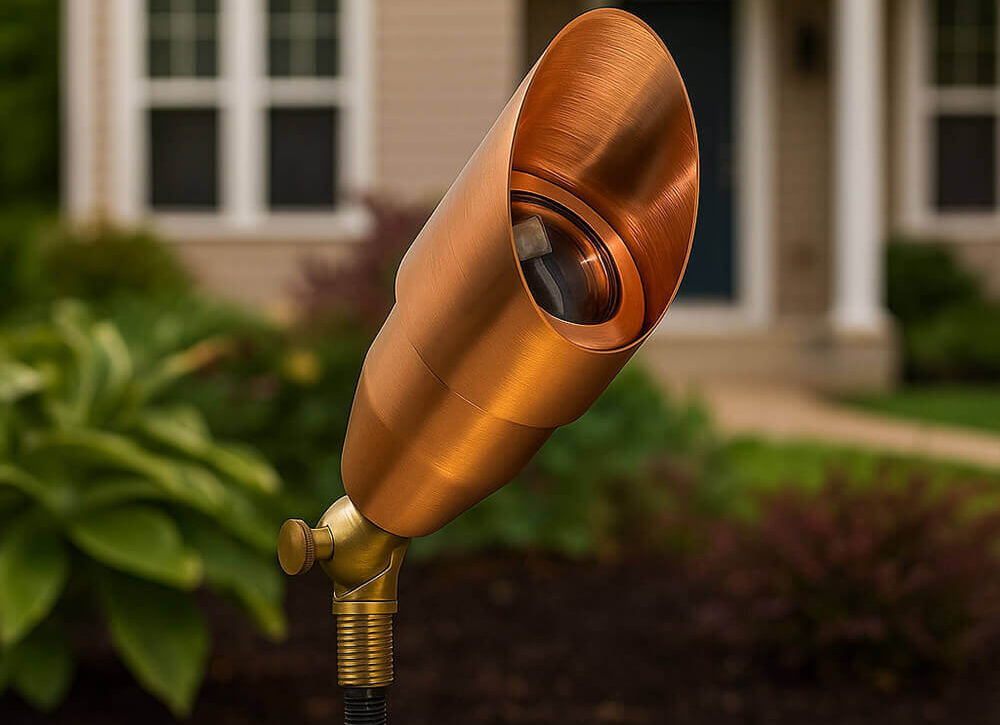 Brass Spotlight, Adjustable Swivel , No Splice Connect (NSC) Wiring (PSDX-K008), Landscape Lighting w/ NSC, Easy DIY Installation - OSF-008