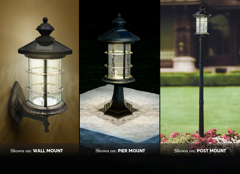 Left Angled view of Hampton Wall Lamp with solar cell on top white background
