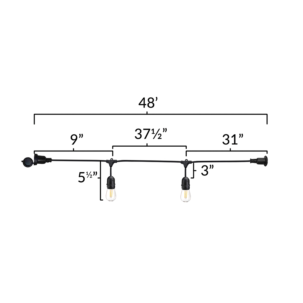 48 Foot w/ 3 Foot Bulb Spacing Dimensions