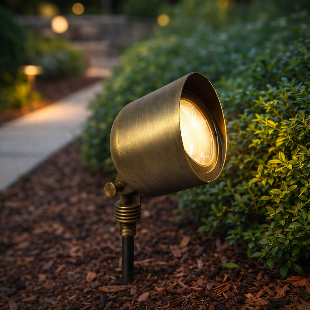 12V Heavy Brass Circular Landscape Outdoor LED Flood Lights - PSLDLX30