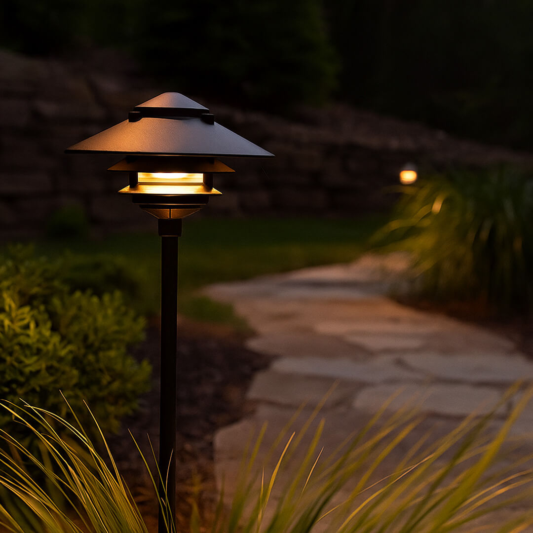 12V / 120V Cast Aluminum Large Top 3 Tier Pagoda Light Post - PAT-LT3R