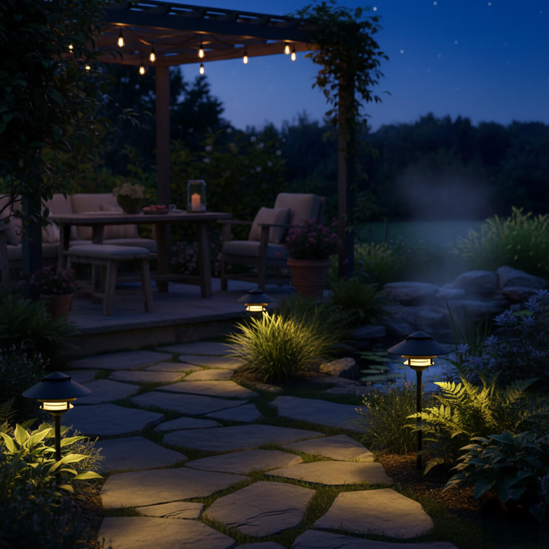 12V / 120V Cast Aluminum Large Top 3 Tier Pagoda Light Post - PAT-LT3R