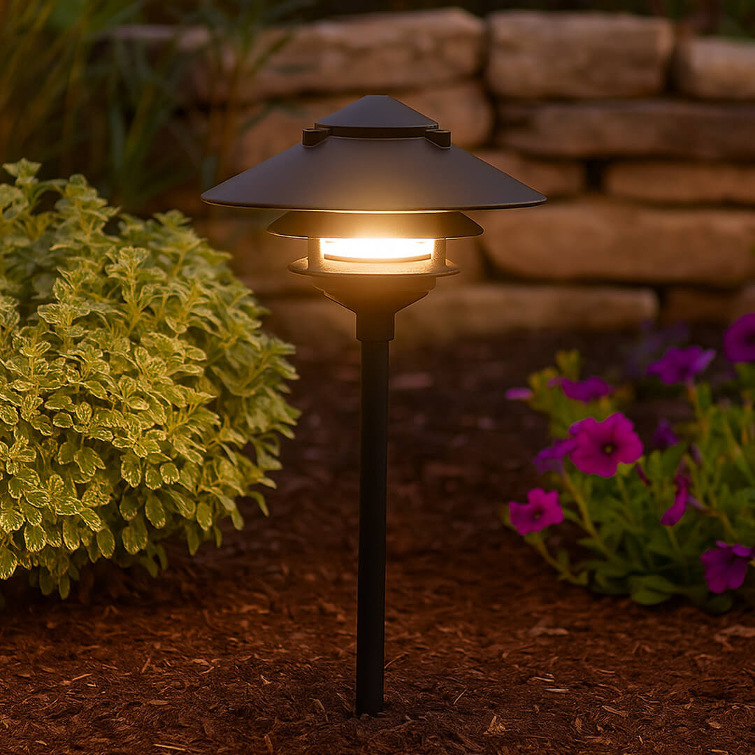 12V / 120V Cast Aluminum Large Top 3 Tier Pagoda Light Post - PAT-LT3R