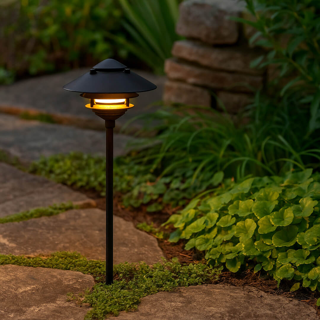 12V / 120V Cast Aluminum Large Top 3 Tier Pagoda Light Post - PAT-LT3R