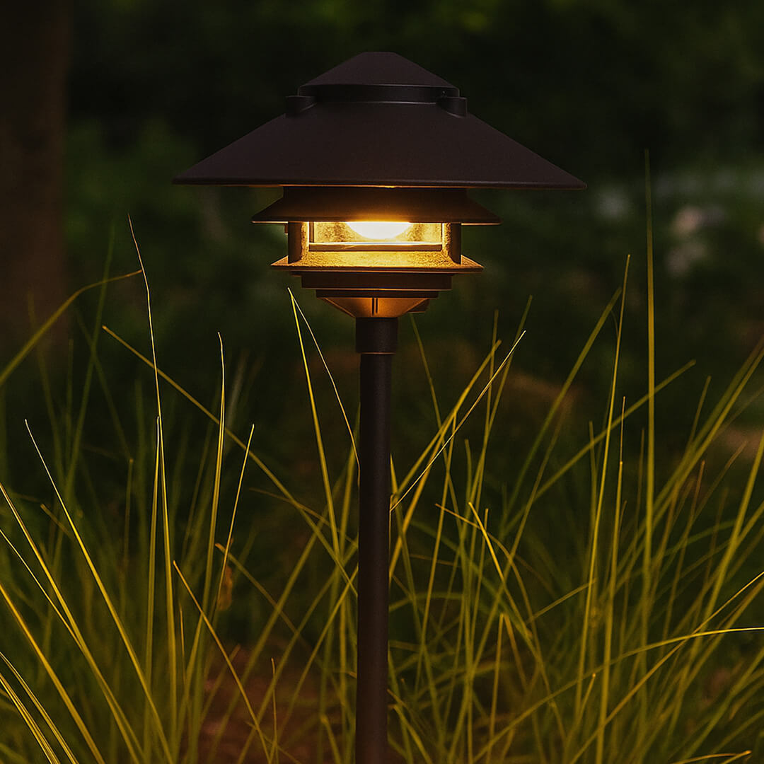 12V / 120V Cast Aluminum Large Top 3 Tier Pagoda Light Post - PAT-LT3R