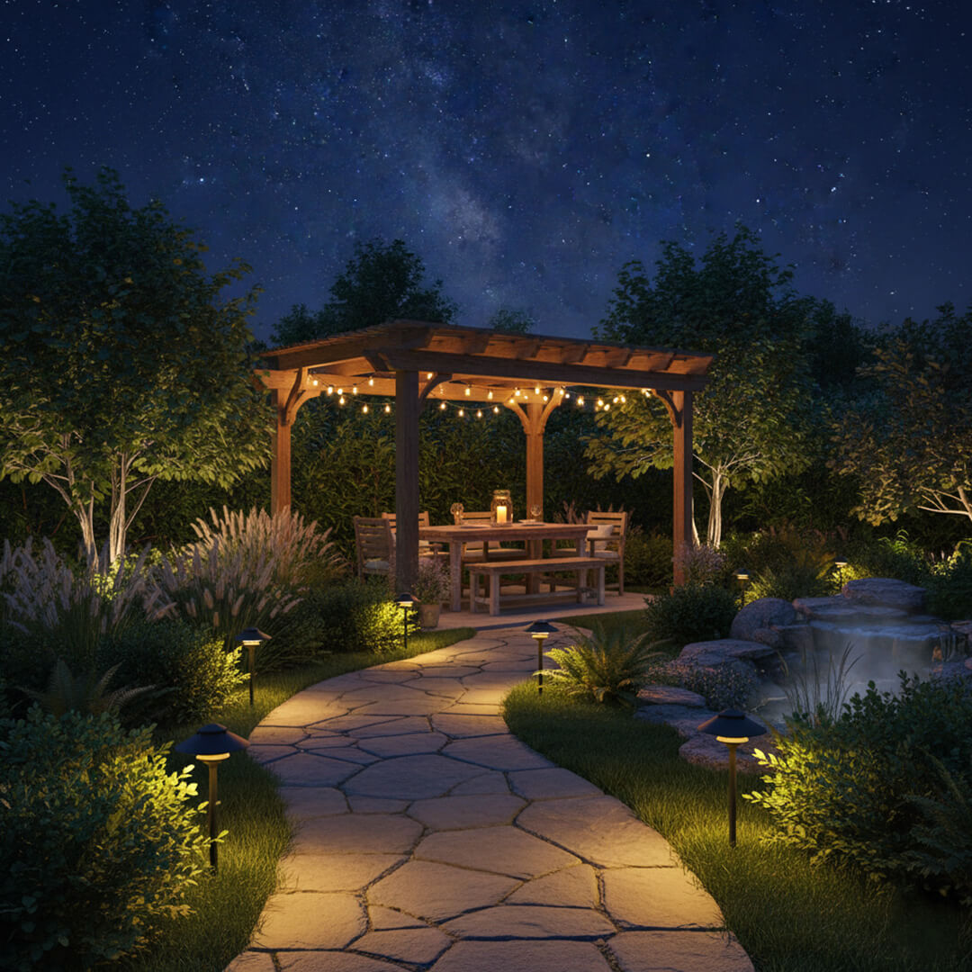 12V / 120V Cast Aluminum Large Top 3 Tier Pagoda Light Post - PAT-LT3R