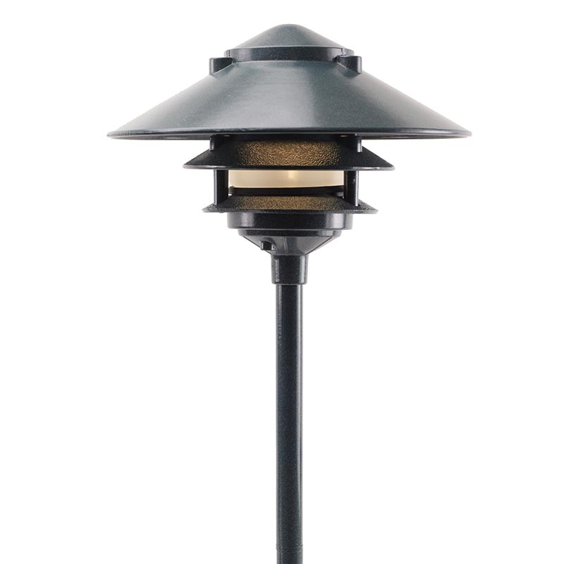 12V / 120V Cast Aluminum Large Top 3 Tier Pagoda Light Post - PAT-LT3R