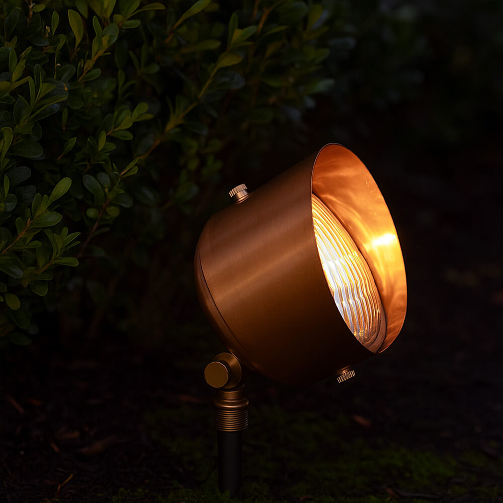 12V LED Large Raw Copper Open Face Flood Light Fixture - LE113-RC