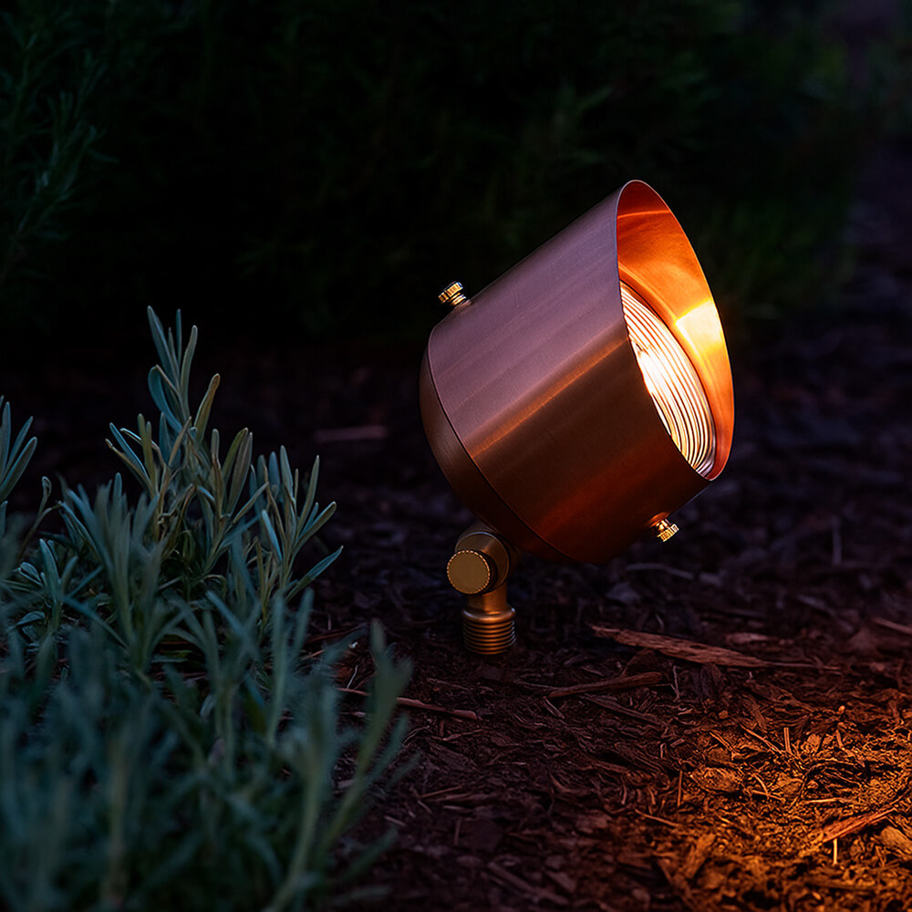 12V LED Large Raw Copper Open Face Flood Light Fixture - LE113-RC