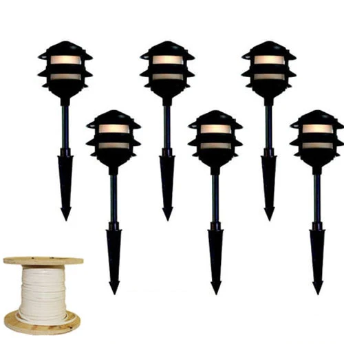 LED 3 Tier 6 Pagoda Landscape Light Kit, LED Bulbs Included - 3TIER-PAGODA