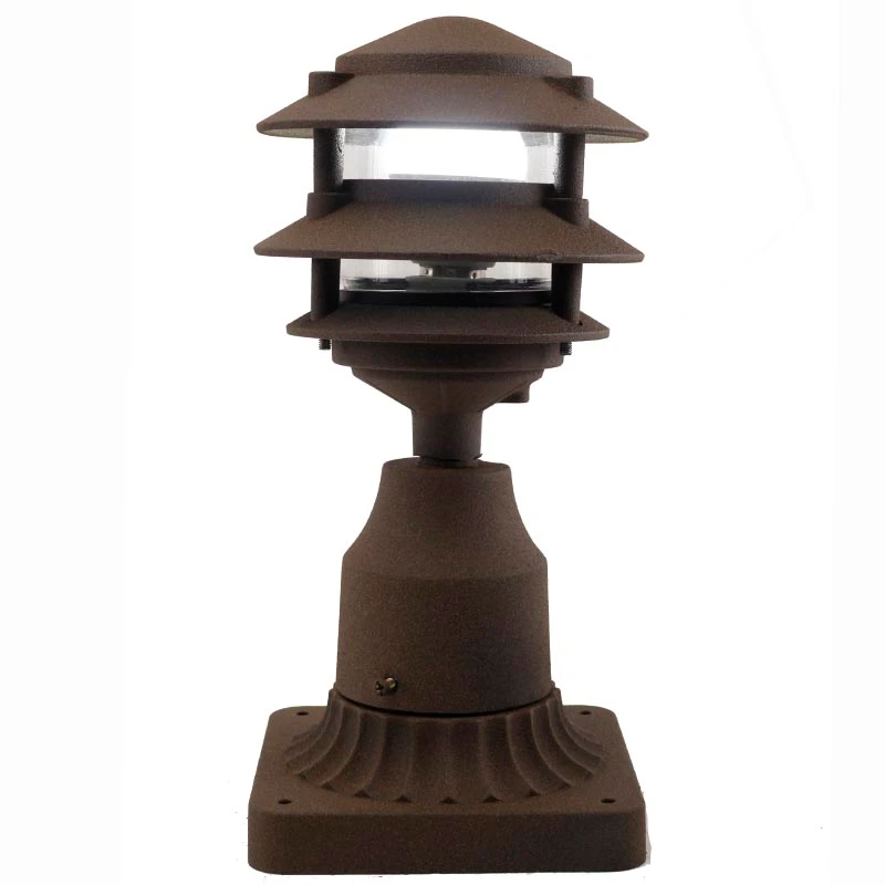 LED 3 Tier Pagoda Post Light LED-PPC350 in Rust with PP13 Base
