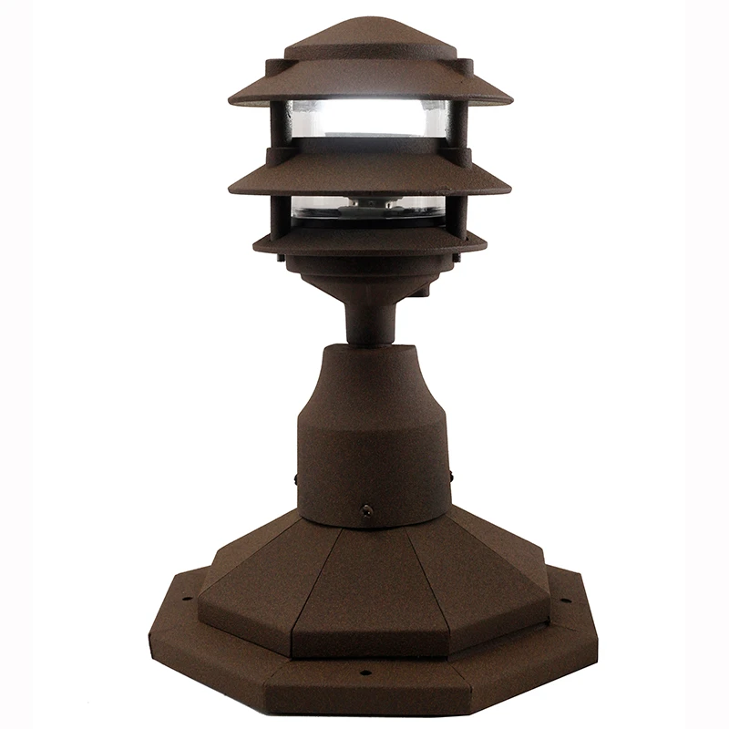 LED 3 Tier Pagoda Post Light LED-PPC350 in Rust with PP12 Base