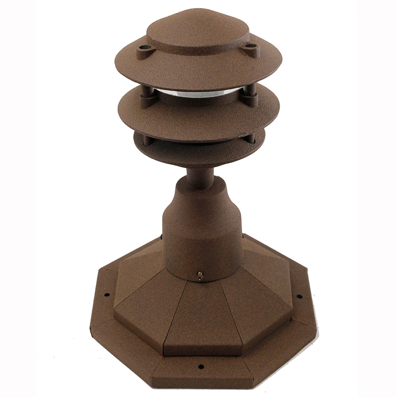 LED 3 Tier Pagoda Post Light LED-PPC350 in Rust with PP12 Base