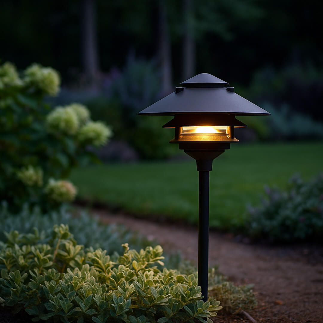 12V / 120V LED Large Top Cast Aluminum 3 Tier Pagoda Area Light Post - LED-PAT-LT3R