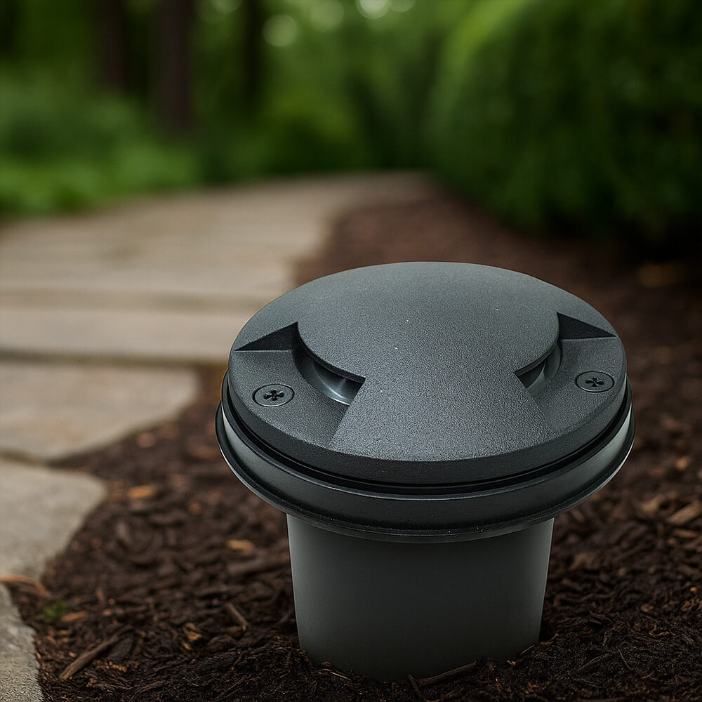 12V Composite In Ground Pathway Well Light w/ Tri-Directional "Mushroom" Cover - N.S.C- OIG-3B-MR3