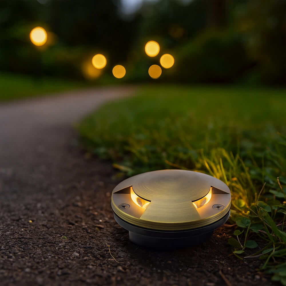 12V Composite In Ground Pathway Well Light w/ Tri-Directional "Mushroom" Cover - N.S.C- OIG-3B-MR3