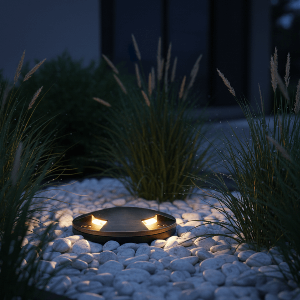 12V Composite In Ground Pathway Well Light w/ Tri-Directional "Mushroom" Cover - N.S.C- OIG-3B-MR3