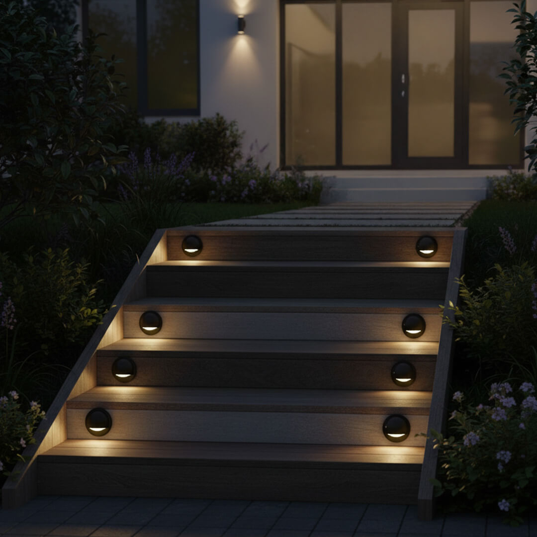 12V / 120V Cast Brass 3.5" "Eyebrow" Directional Step Light - OSD-71