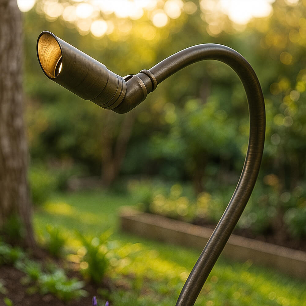 Cast Brass Micro LED Gooseneck Sign Light with Angle Shield, 12V - OGN-R32