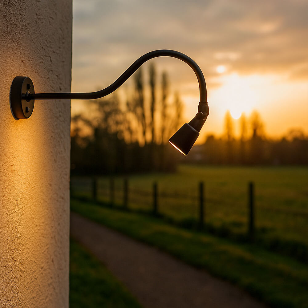 Cast Brass Micro LED Gooseneck Sign Light with Angle Shield, 12V - OGN-R32