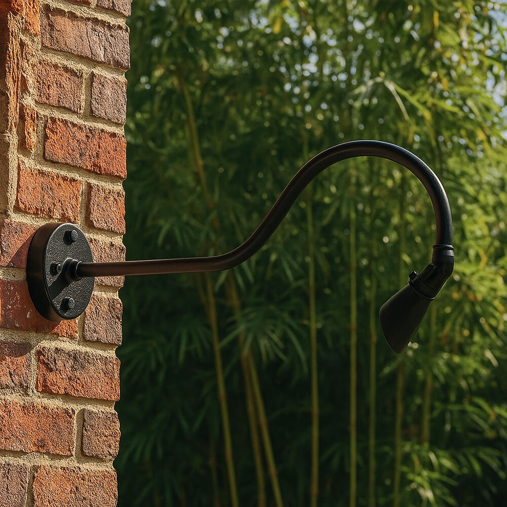 Cast Brass Micro LED Gooseneck Sign Light with Angle Shield, 12V - OGN-R32