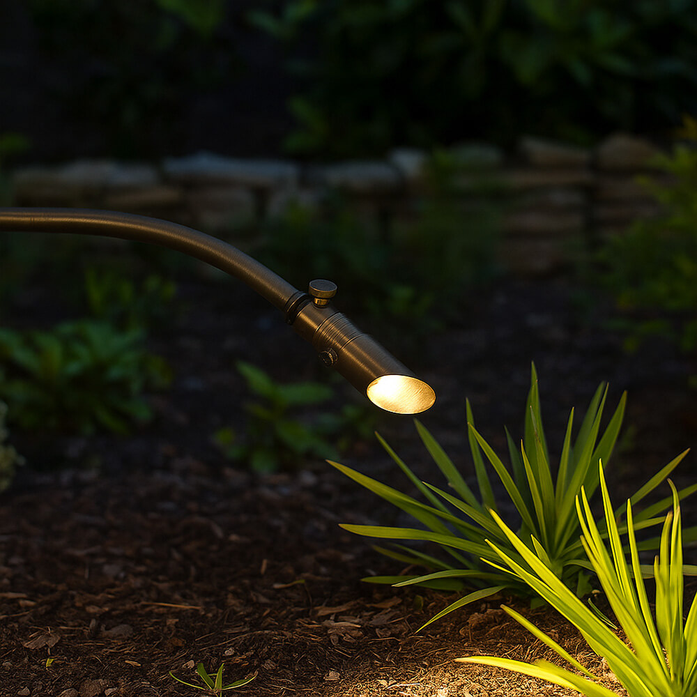 Cast Brass Micro LED Gooseneck Sign Light with Angle Shield, 12V - OGN-R32