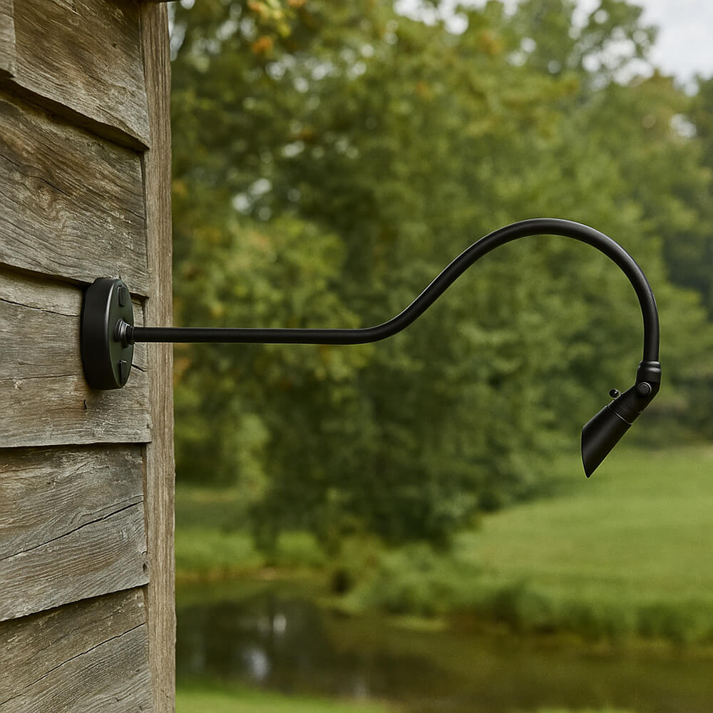 Cast Brass Micro LED Gooseneck Sign Light with Angle Shield, 12V - OGN-R32