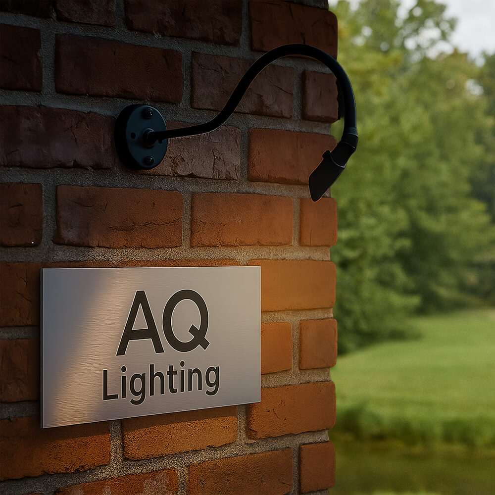 Cast Brass Micro LED Gooseneck Sign Light with Angle Shield, 12V - OGN-R32