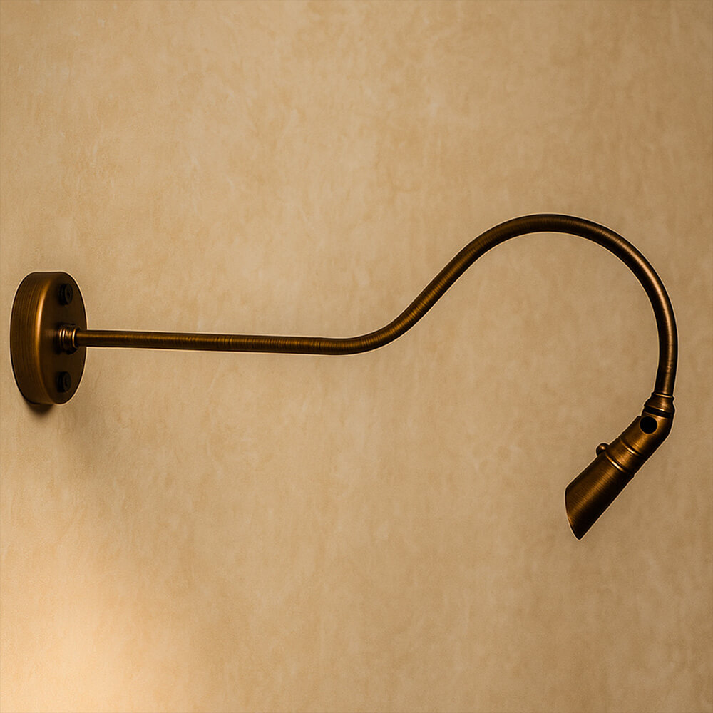 Cast Brass Micro LED Gooseneck Sign Light with Angle Shield, 12V - OGN-R32