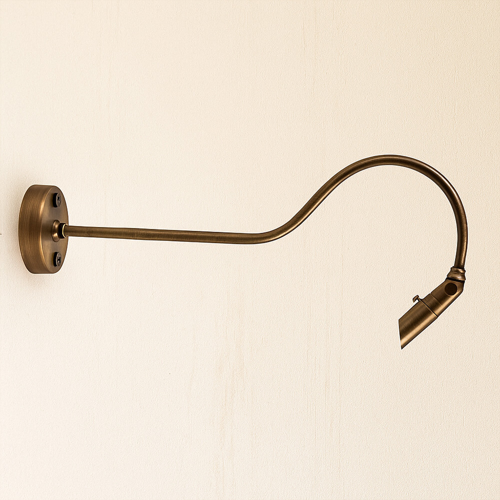 Cast Brass Micro LED Gooseneck Sign Light with Angle Shield, 12V - OGN-R32
