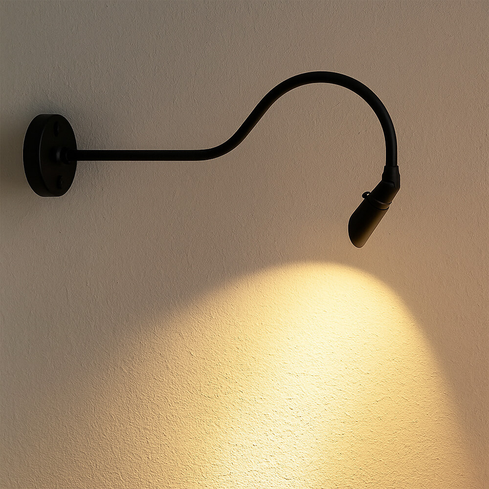 Cast Brass Micro LED Gooseneck Sign Light with Angle Shield, 12V - OGN-R32