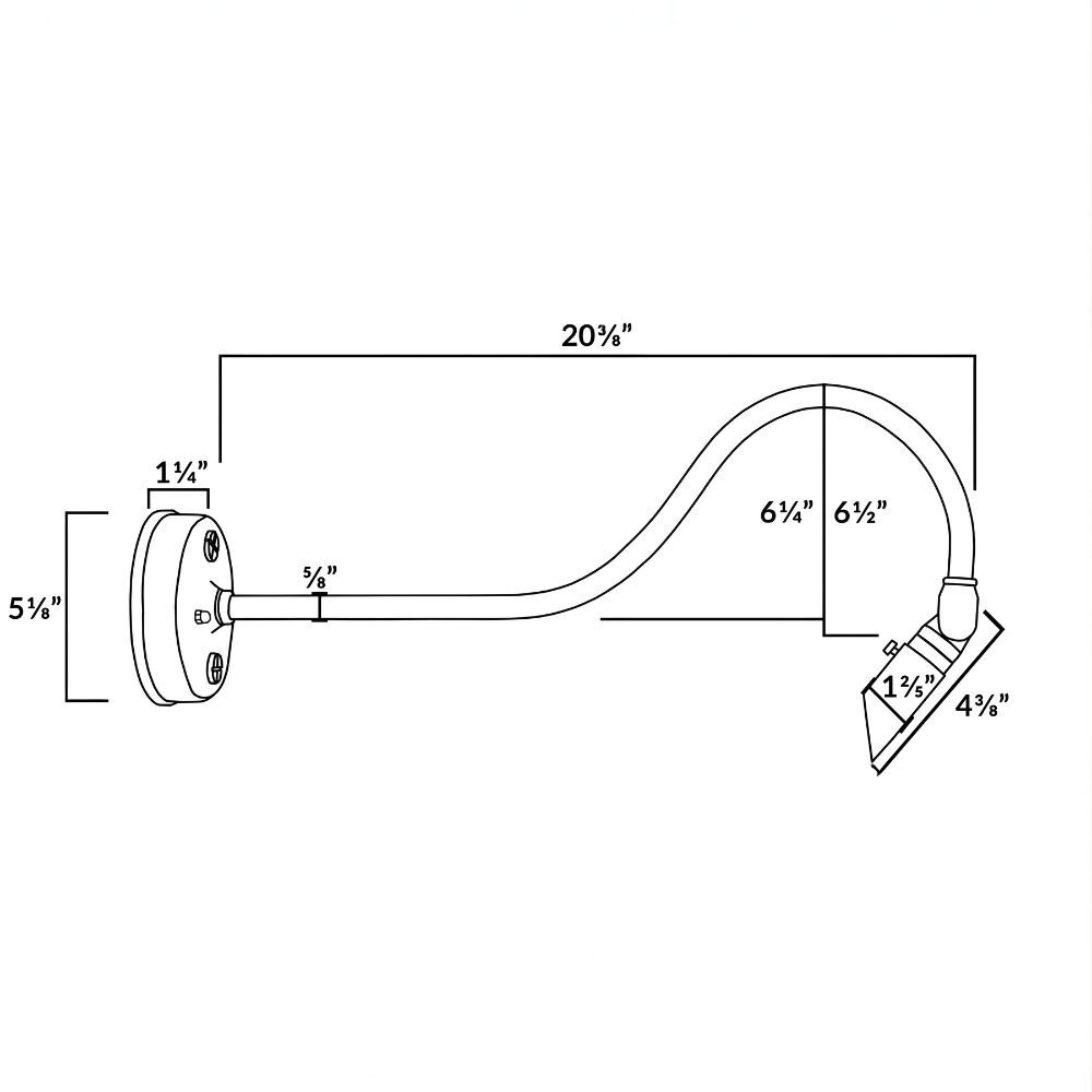 Cast Brass Micro LED Gooseneck Sign Light with Angle Shield, 12V - OGN-R32