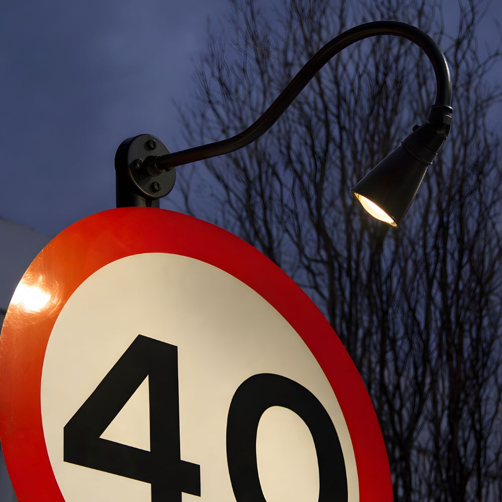 Cast Brass Micro LED Gooseneck Sign Light with Angle Shield, 12V - OGN-R32