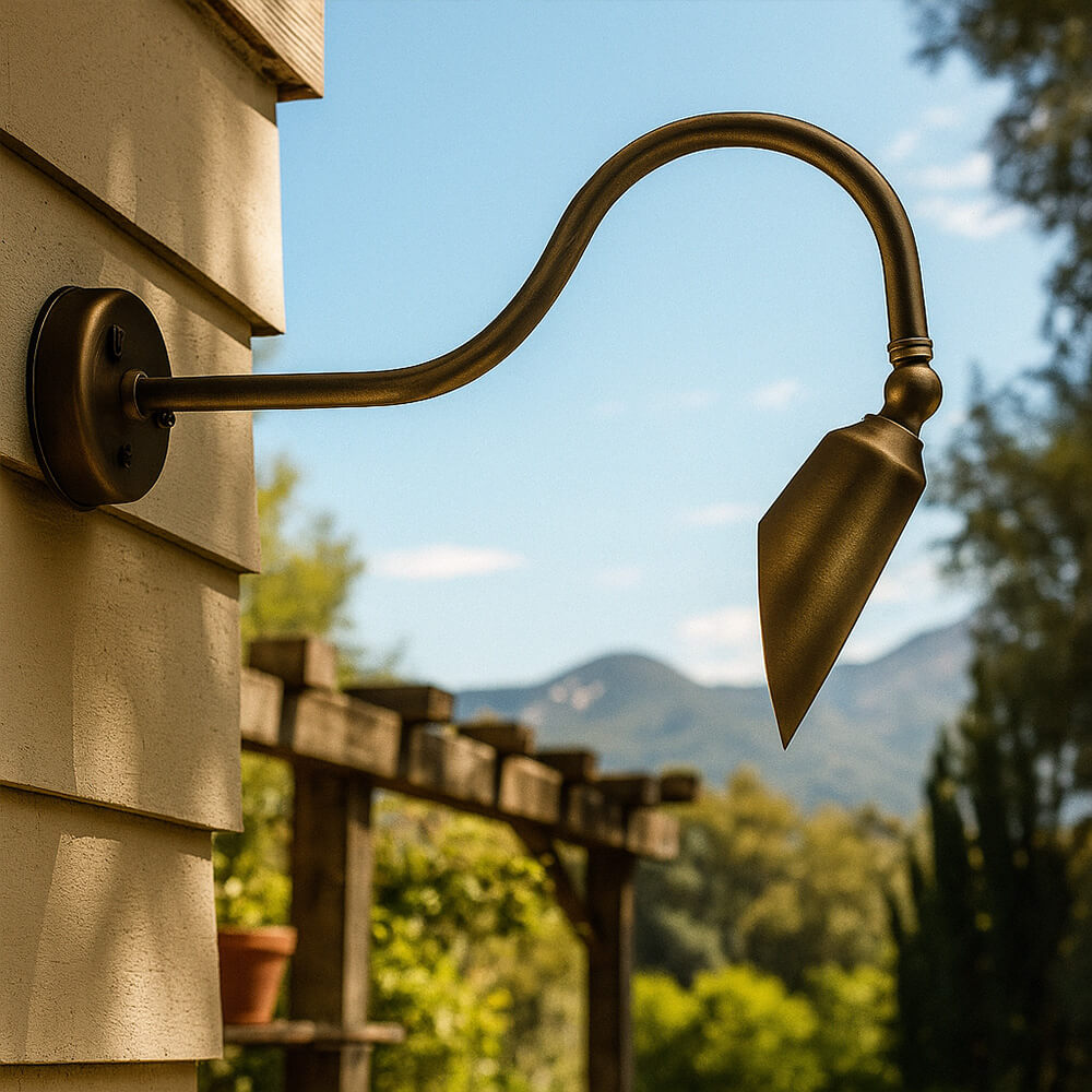 120V LED Cast Brass Angle Shield Bullet Sign Light Outdoor Gooseneck Lighting - OGN-R12-120V