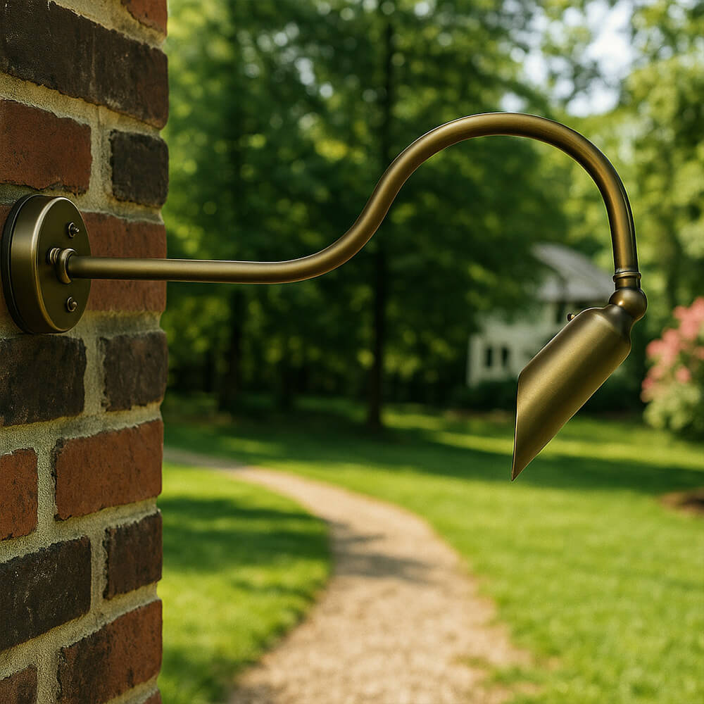 120V LED Cast Brass Gooseneck Sign Light – Bullet Shield Outdoor