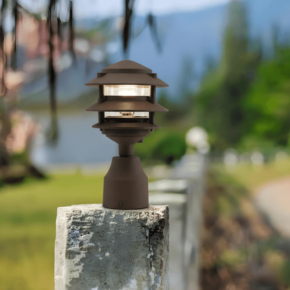 12V / 120V Cast Aluminum 3 Tier Pagoda Post Light - PPC350
