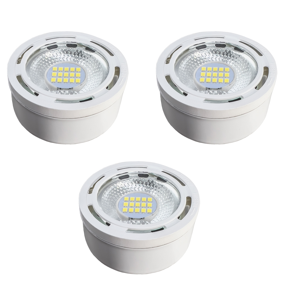 LED 3 Puck Light Kit in White