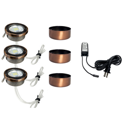 LED 3 Puck Light Kit in Bronze