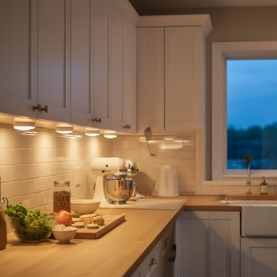 12V LED Under Cabinet Kitchen Overhead Flush Mount 3 Puck Light Kit -IUCLK-CPH