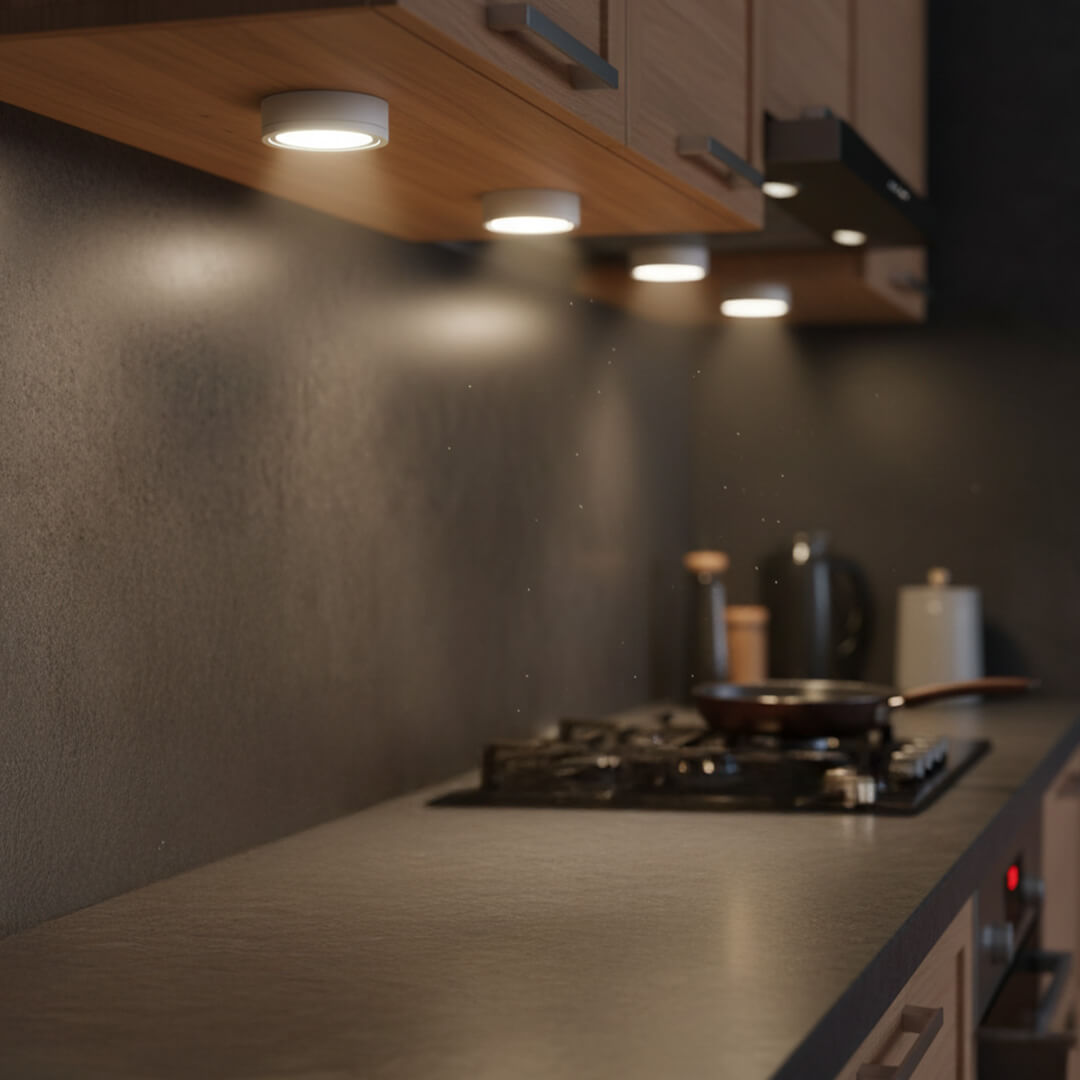 12V LED Under Cabinet Kitchen Overhead Flush Mount 3 Puck Light Kit -IUCLK-CPH