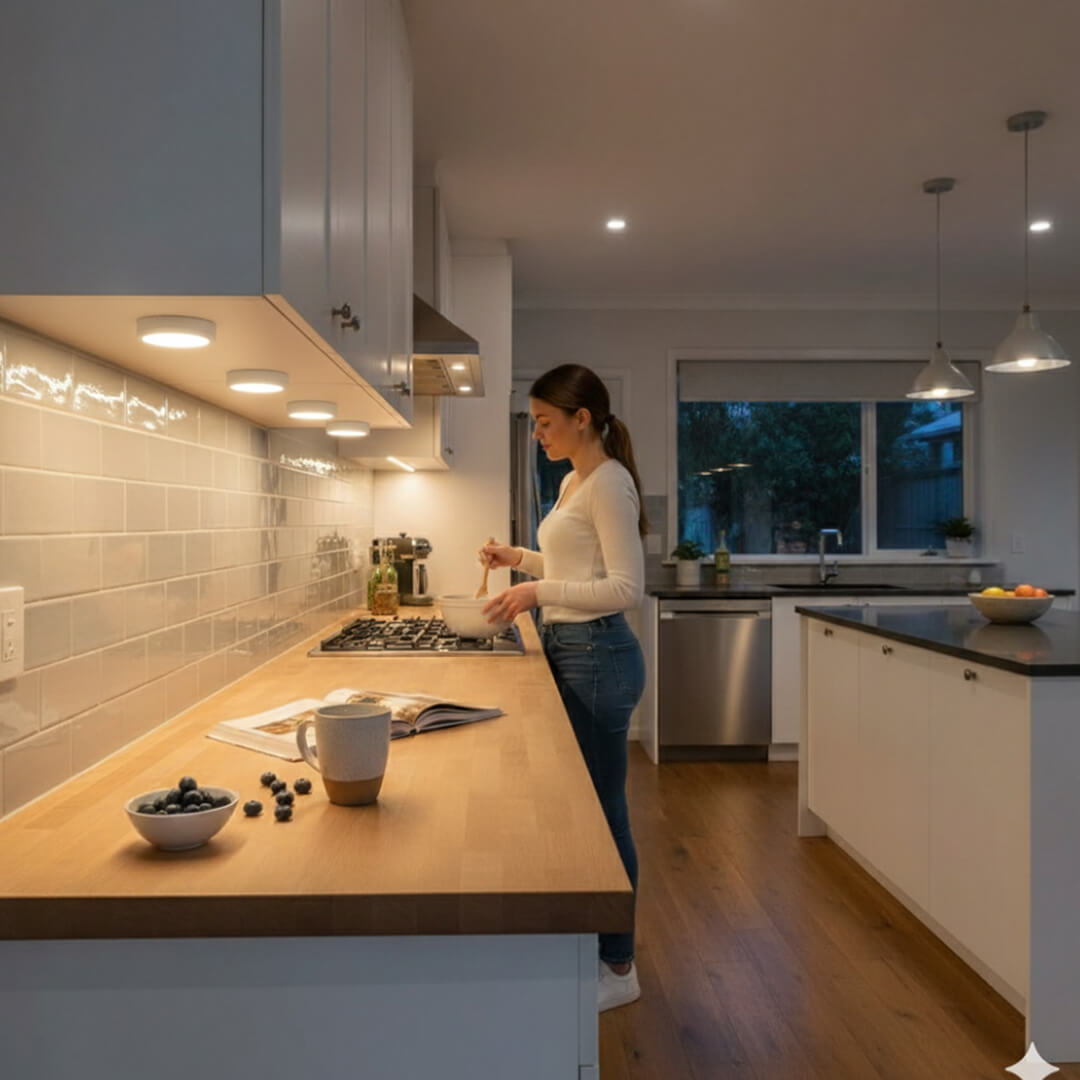 12V LED Under Cabinet Kitchen Overhead Flush Mount 3 Puck Light Kit -IUCLK-CPH