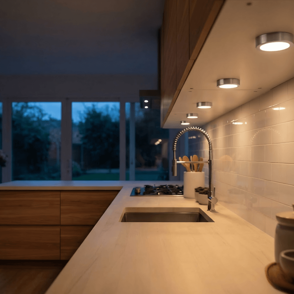 12V LED Under Cabinet Kitchen Overhead Flush Mount 3 Puck Light Kit -IUCLK-CPH