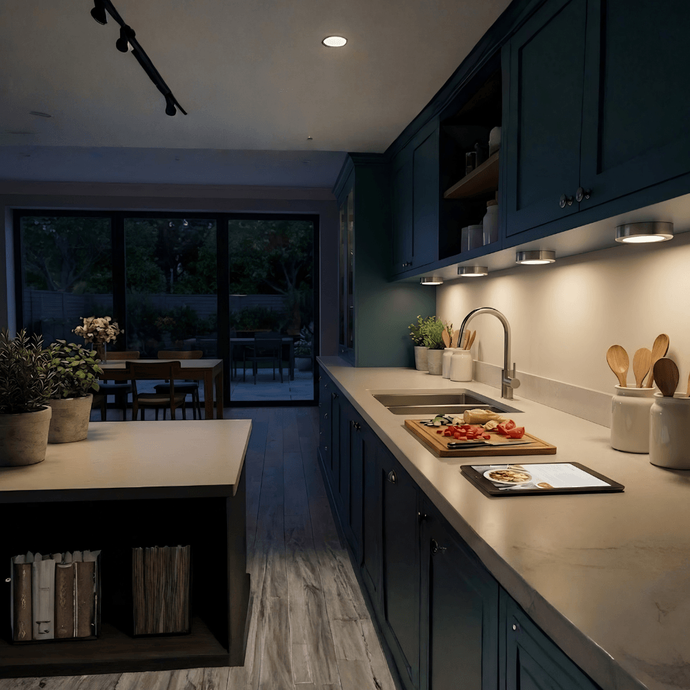 12V LED Under Cabinet Kitchen Overhead Flush Mount 3 Puck Light Kit -IUCLK-CPH