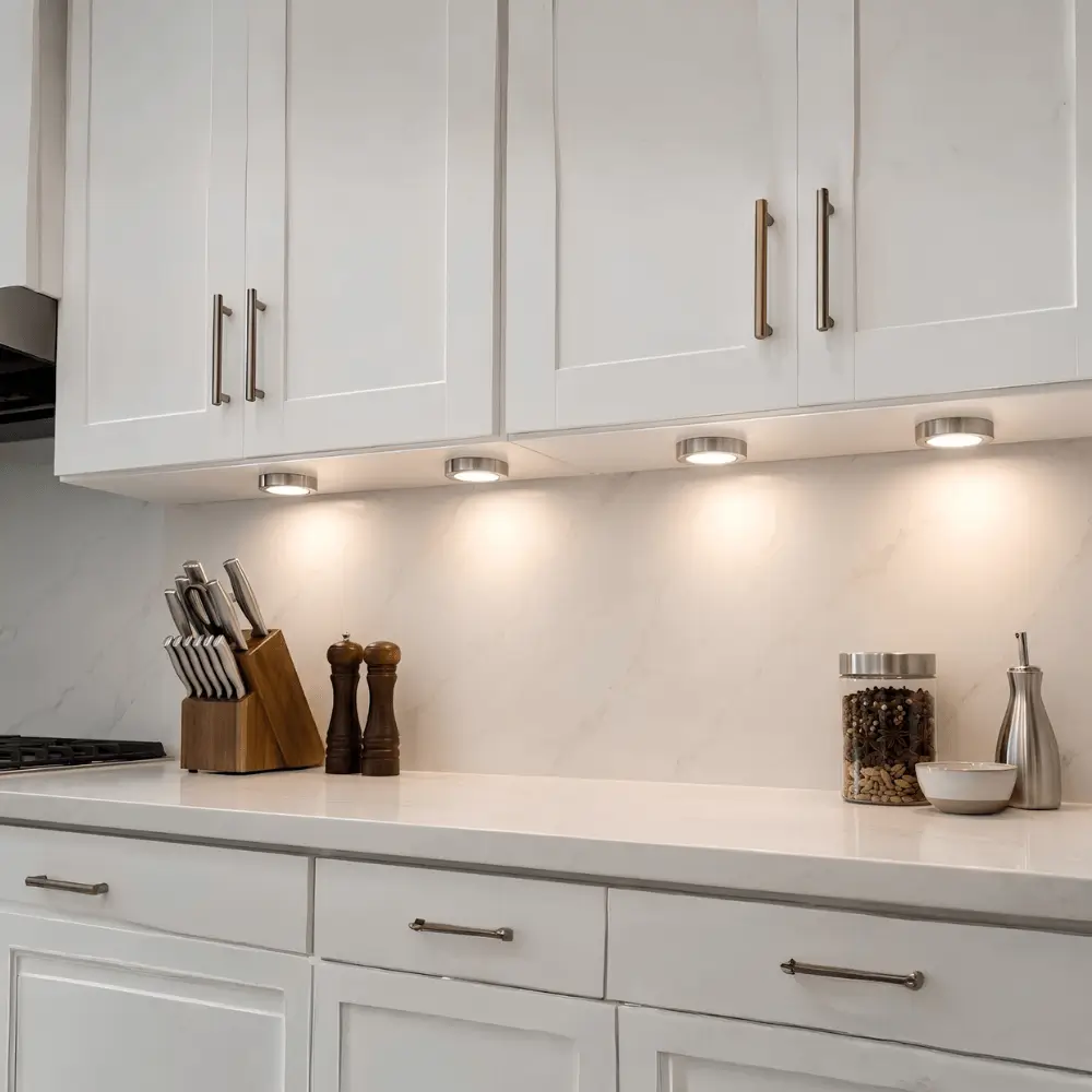 12V Halogen 3 Puck Light Under Cabinet Kitchen Lighting Fixture Kit - IUCK-CPH