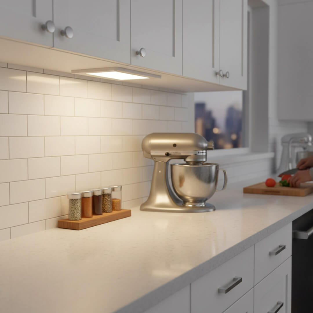 12V Ultra Thin Dimmable LED White Under Cabinet Panel Kitchen Light Fixture Flush Mount - AQUC-UCL