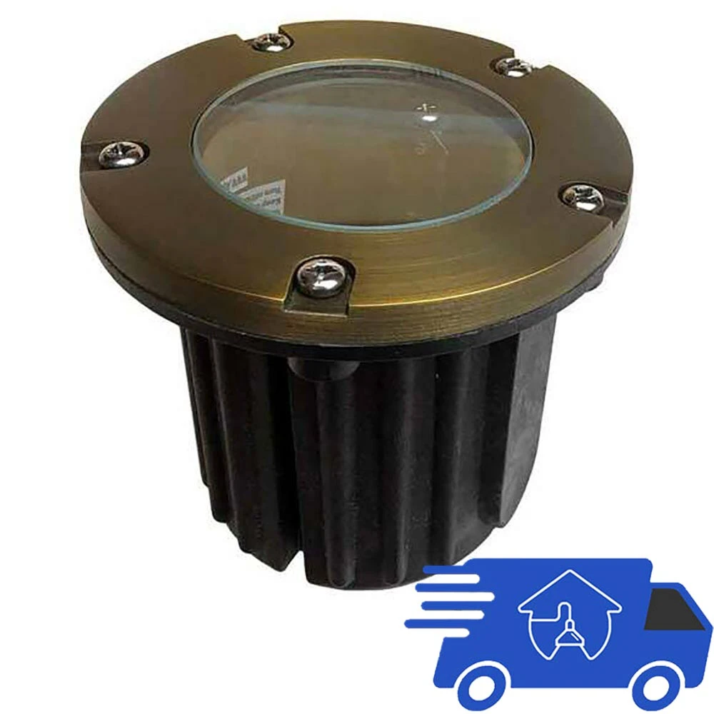 12V 5" Composite In Ground Well Light w/ Brass Open Face Cover - OIG-5B-OPN