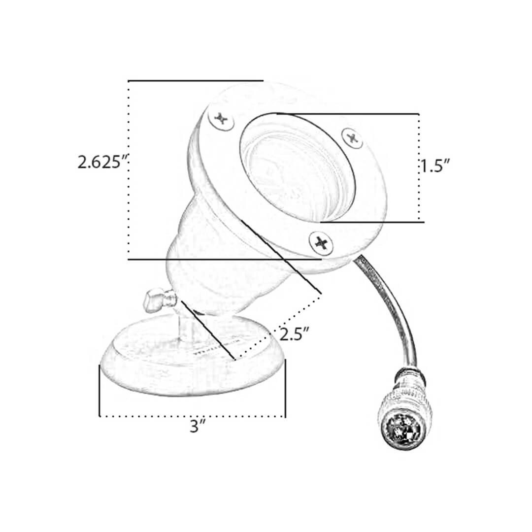 12V Brass Open Face Submersible LED Pond Lighting Mini Spotlight, Easy DIY Pond Lighting, No Splice Connections (NSC) - OUW-707